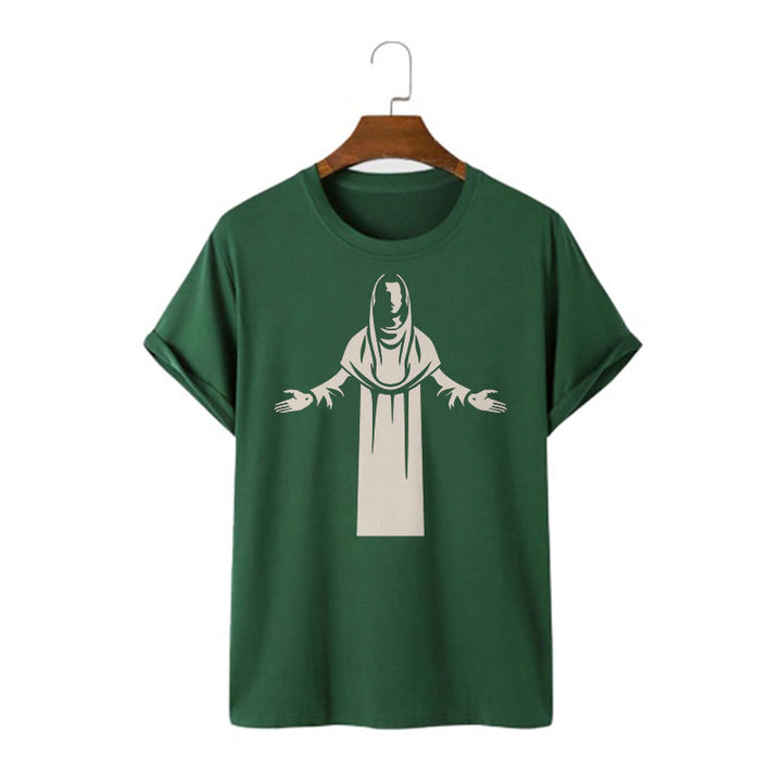 Christianartworkshop Minimalist Style Divine Embrace Short Sleeve Washed T-shirt