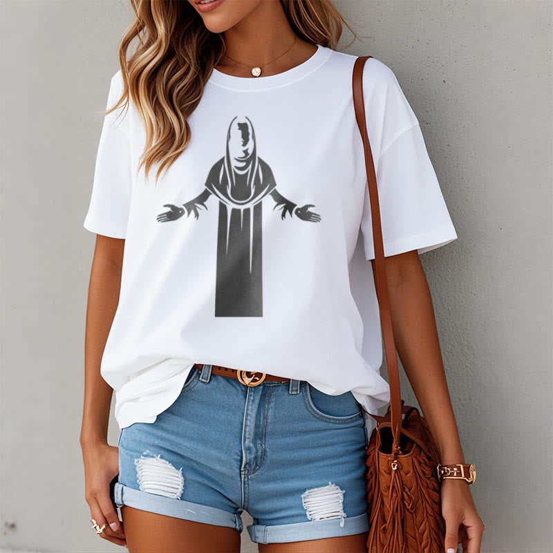 Christianartworkshop Minimalist Style Divine Embrace Short Sleeve Washed T-shirt