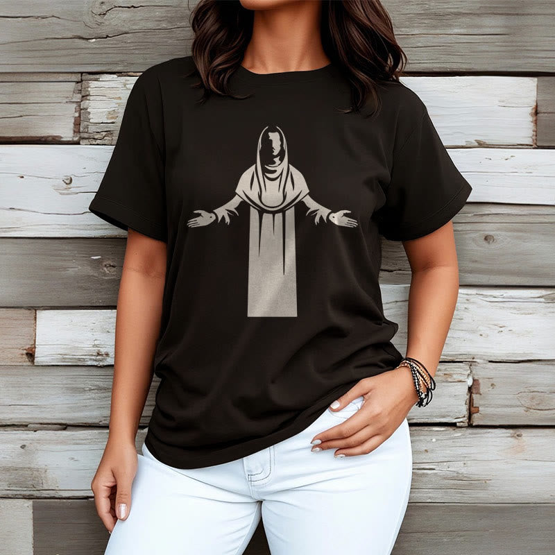 Christianartworkshop Minimalist Style Divine Embrace Short Sleeve Washed T-shirt