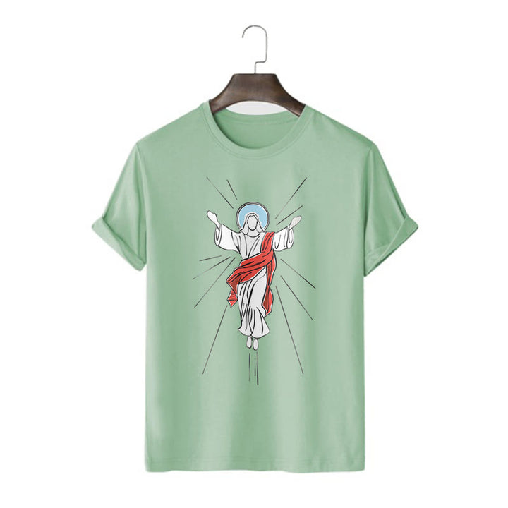 Christianartworkshop Minimalist Style Ascension of Christ Art Short Sleeve Washed T-shirt