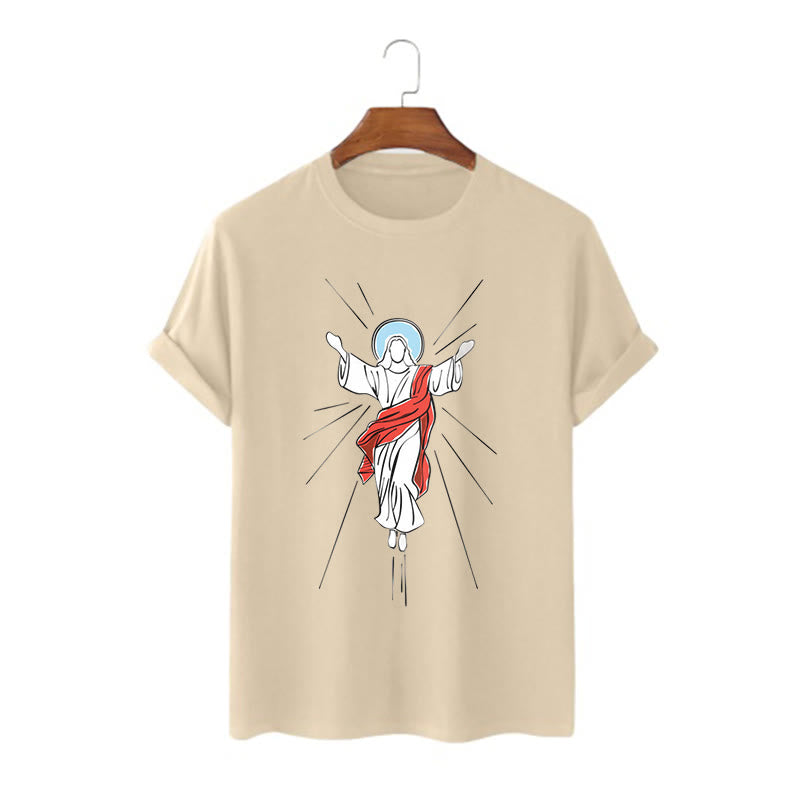 Christianartworkshop Minimalist Style Ascension of Christ Art Short Sleeve Washed T-shirt