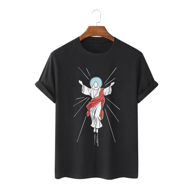 Christianartworkshop Minimalist Style Ascension of Christ Art Short Sleeve Washed T-shirt