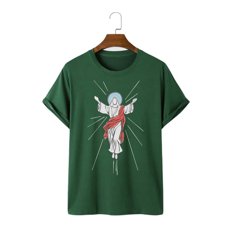 Christianartworkshop Minimalist Style Ascension of Christ Art Short Sleeve Washed T-shirt