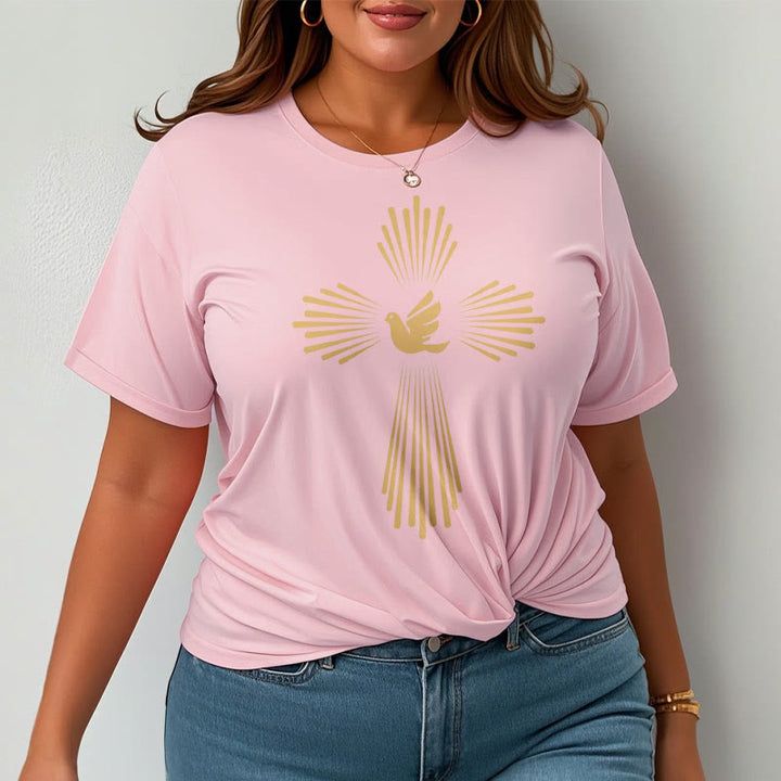Christianartworkshop Minimalist Style Holy Spirit Dove Golden Cross and Short Sleeve T-shirt - image 14