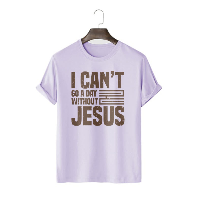 Christianartworkshop Quotation Style I Can't Go a Day Without Jesus Statement Short Sleeve T-shirt - Purple - 2XL - image 15