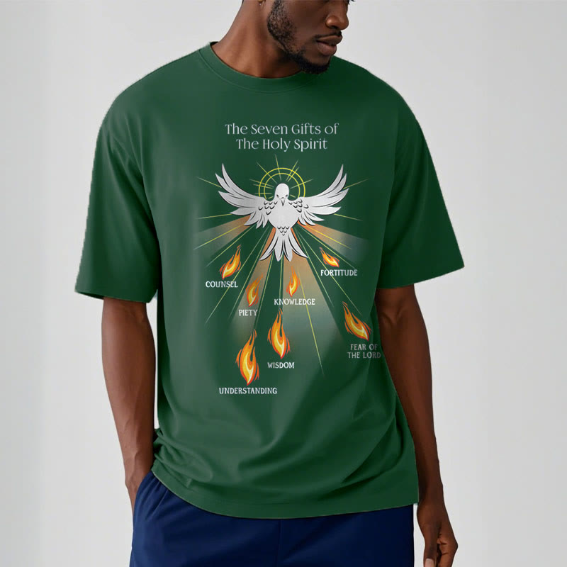 Christianartworkshop Classic Style The Seven Gifts of the Holy Spirit Short Sleeve Washed T-shirt