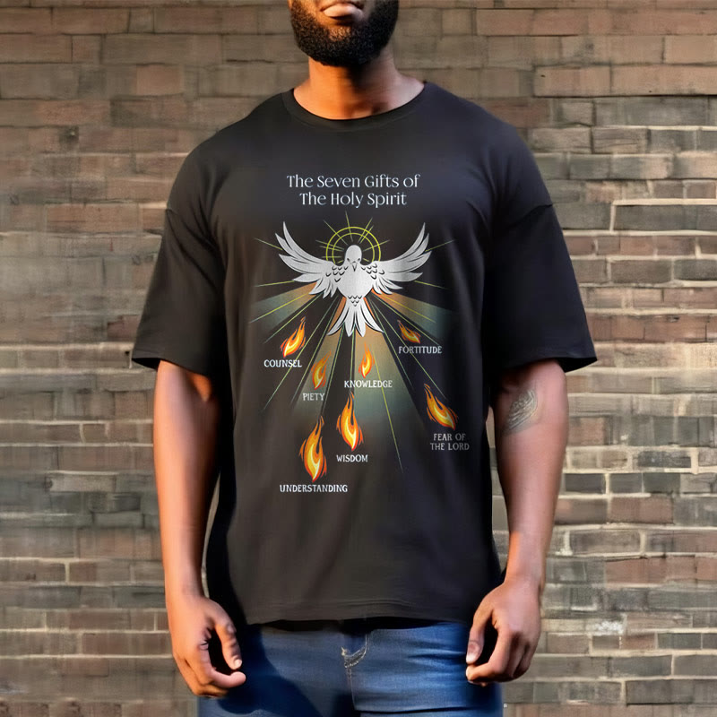 Christianartworkshop Classic Style The Seven Gifts of the Holy Spirit Short Sleeve Washed T-shirt