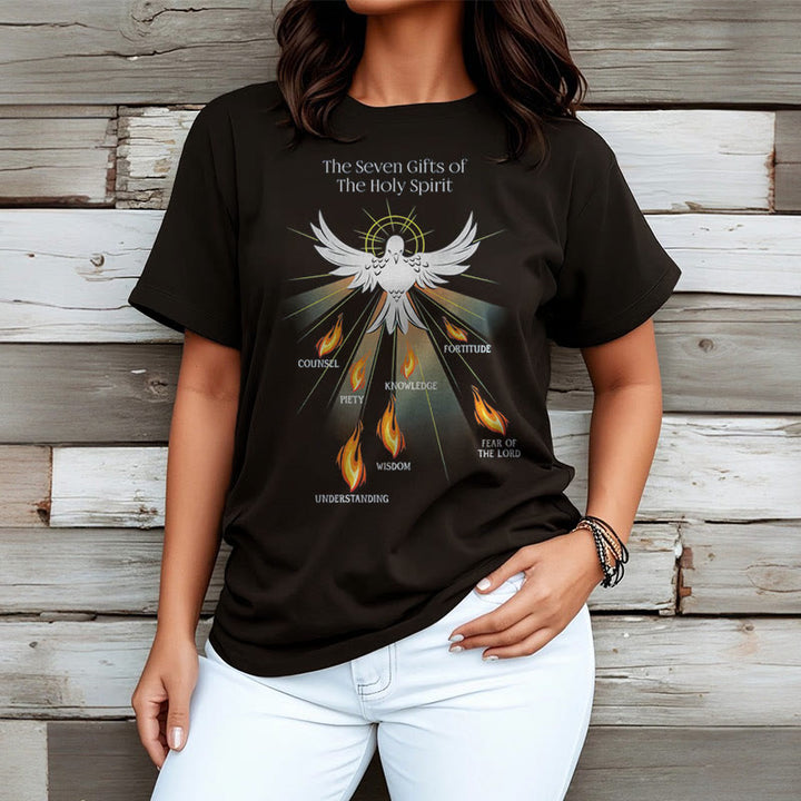 Christianartworkshop Classic Style The Seven Gifts of the Holy Spirit Short Sleeve Washed T-shirt