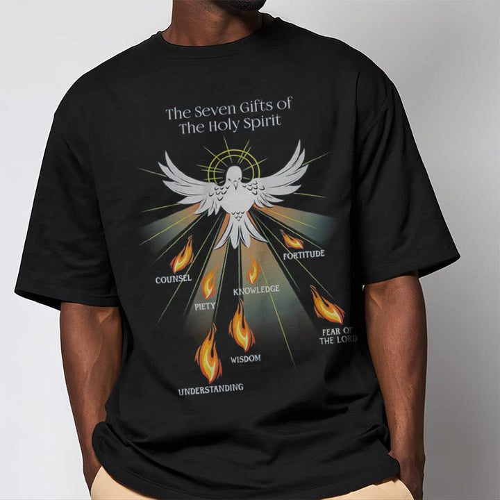 Christianartworkshop Classic Style The Seven Gifts of the Holy Spirit Short Sleeve Washed T-shirt