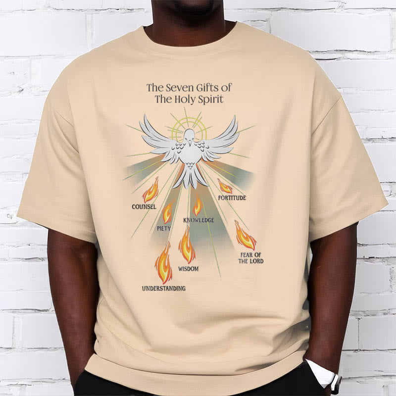 Christianartworkshop Classic Style The Seven Gifts of the Holy Spirit Short Sleeve Washed T-shirt