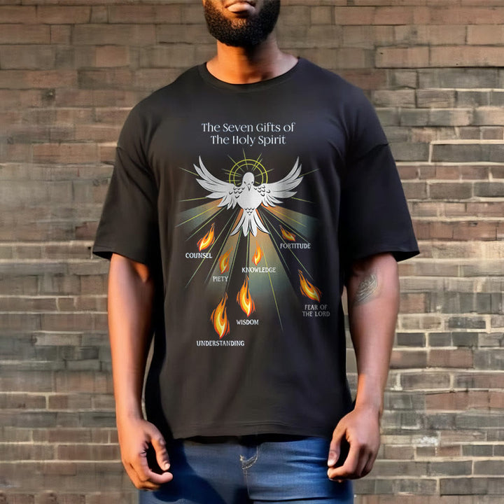 Christianartworkshop Classic Style The Seven Gifts of the Holy Spirit Short Sleeve Washed T-shirt