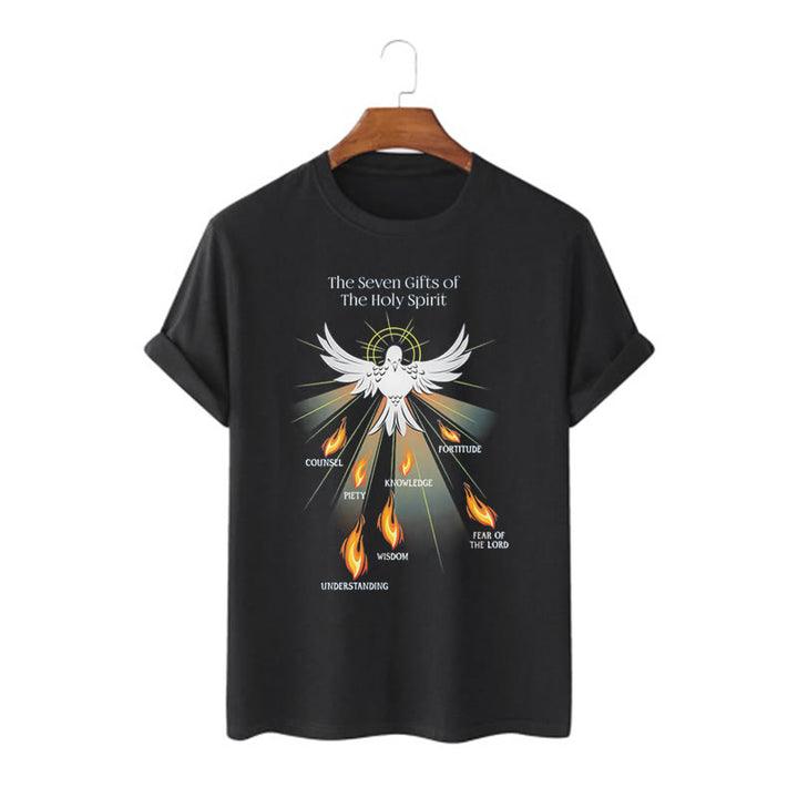 Christianartworkshop Classic Style The Seven Gifts of the Holy Spirit Short Sleeve Washed T-shirt