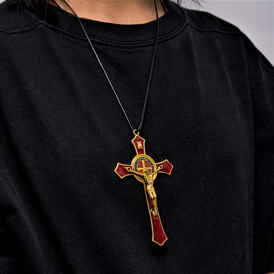 Christianartworkshop Classic Style Red/Blue Crafted Crucifix Big Size Pendant Necklace(5 color)