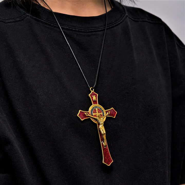 Christianartworkshop Classic Style Red/Blue Crafted Crucifix Big Size Pendant Necklace(5 color)