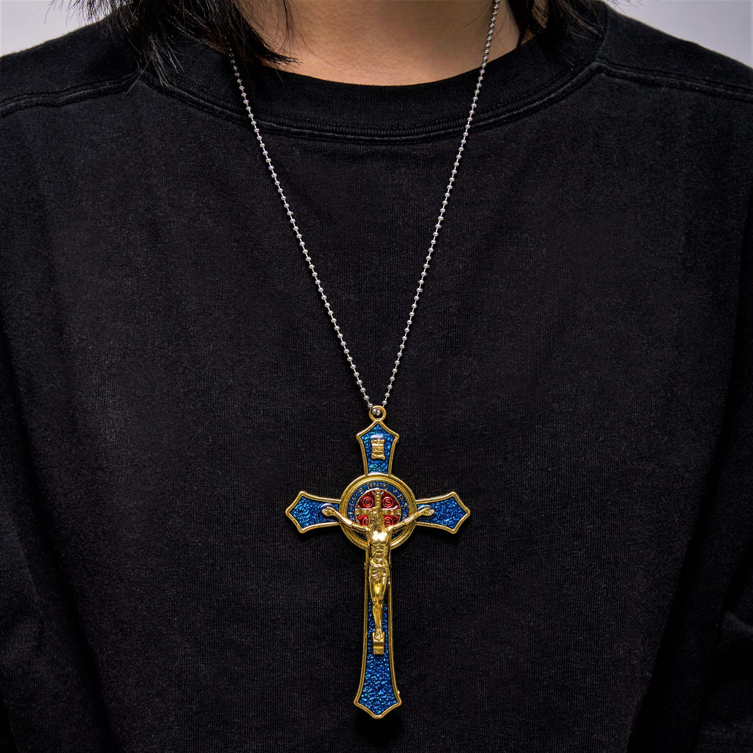 Christianartworkshop Classic Style Red/Blue Crafted Crucifix Big Size Pendant Necklace(5 color)