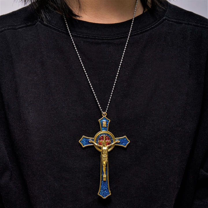 Christianartworkshop Classic Style Red/Blue Crafted Crucifix Big Size Pendant Necklace(5 color) - image 1