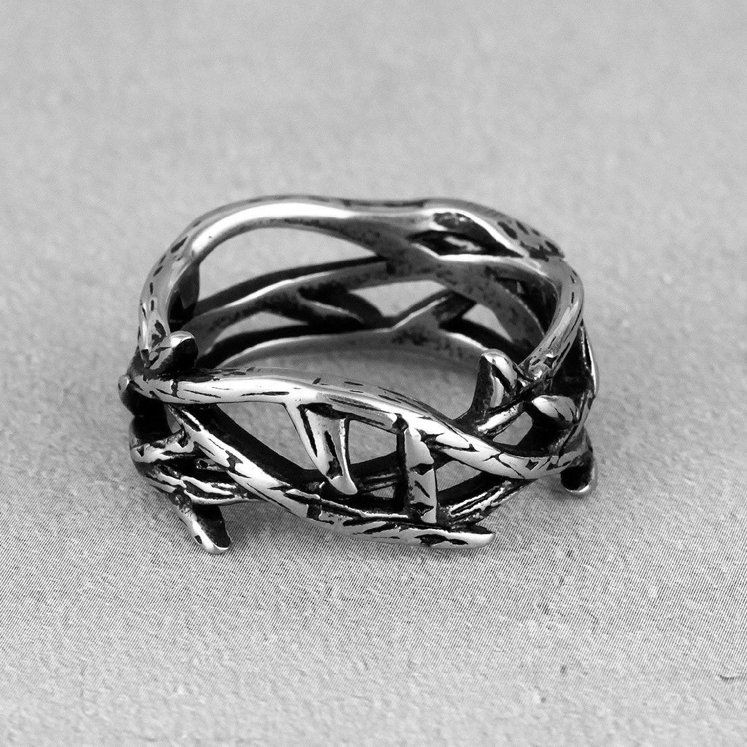 Christianartworkshop Crafted Retro Style Jesus Crown of Thorns Titanium Steel Ring