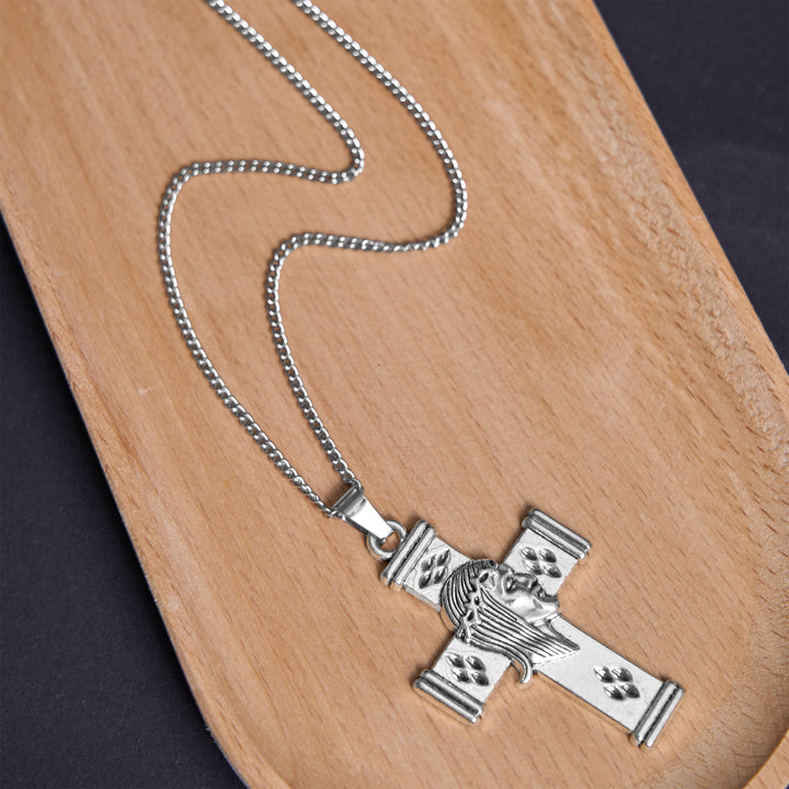 FREE Today: Christianartworkshop Retro Style Jesus Icon Cross Protection Pendant Necklace