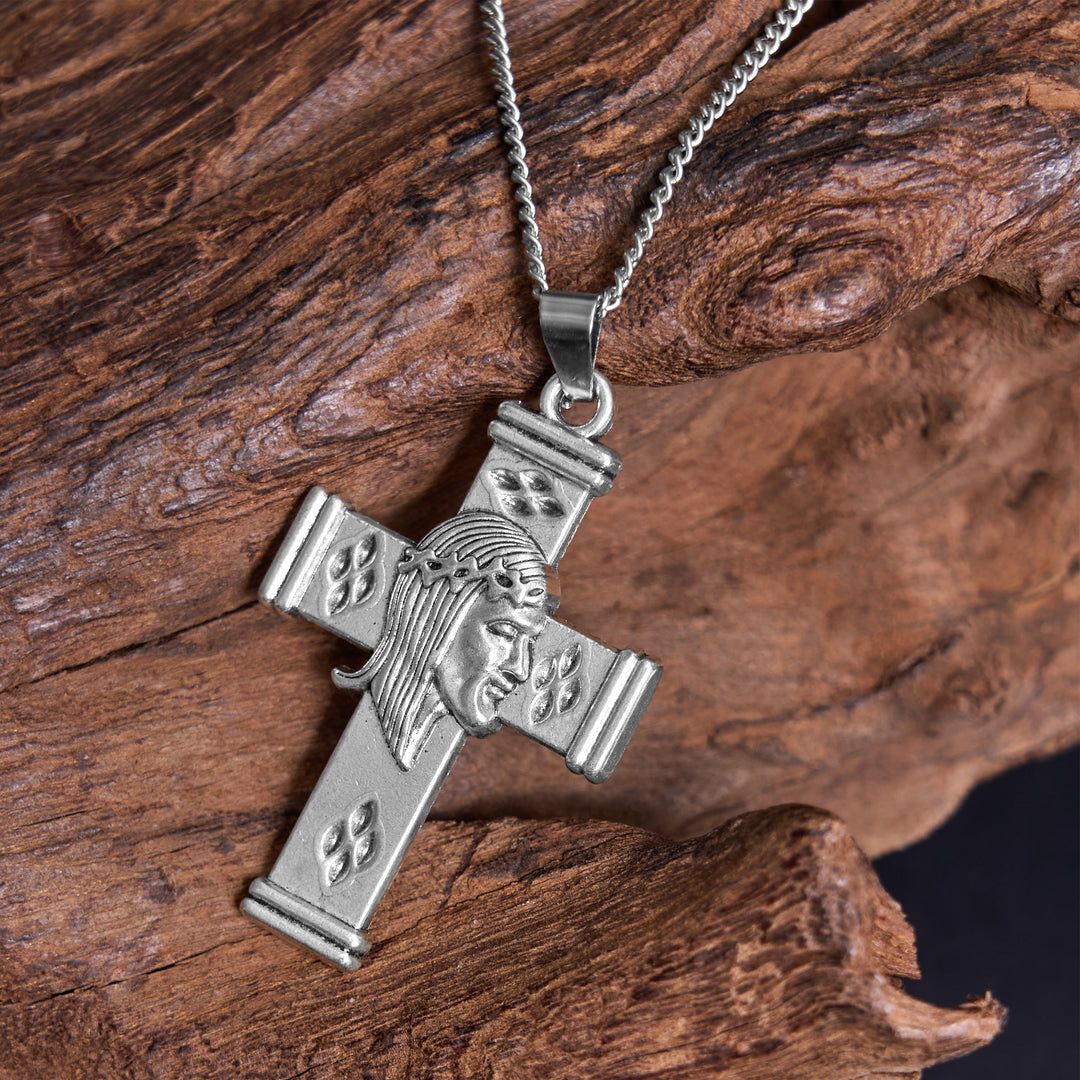 Christianartworkshop Retro Style Jesus Icon Cross Protection Pendant Necklace