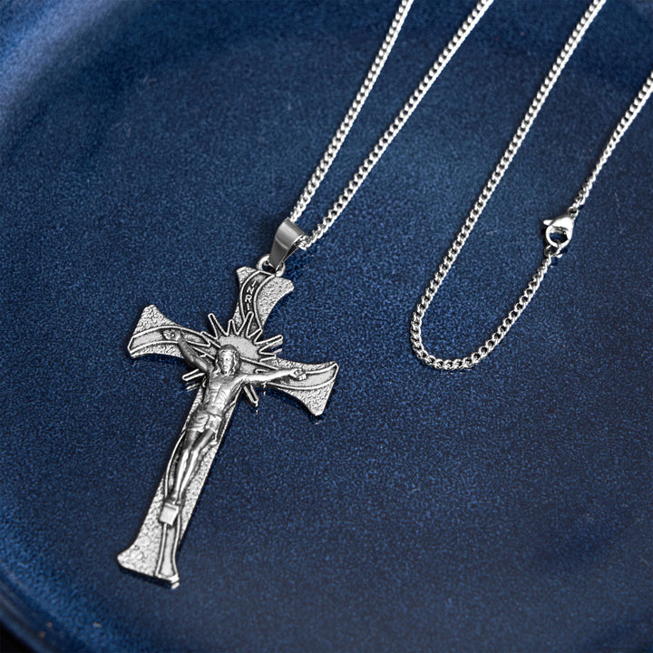 Christianartworkshop Classic Retro Style Jesus Cross Crucifix Alloy Pendant Necklace