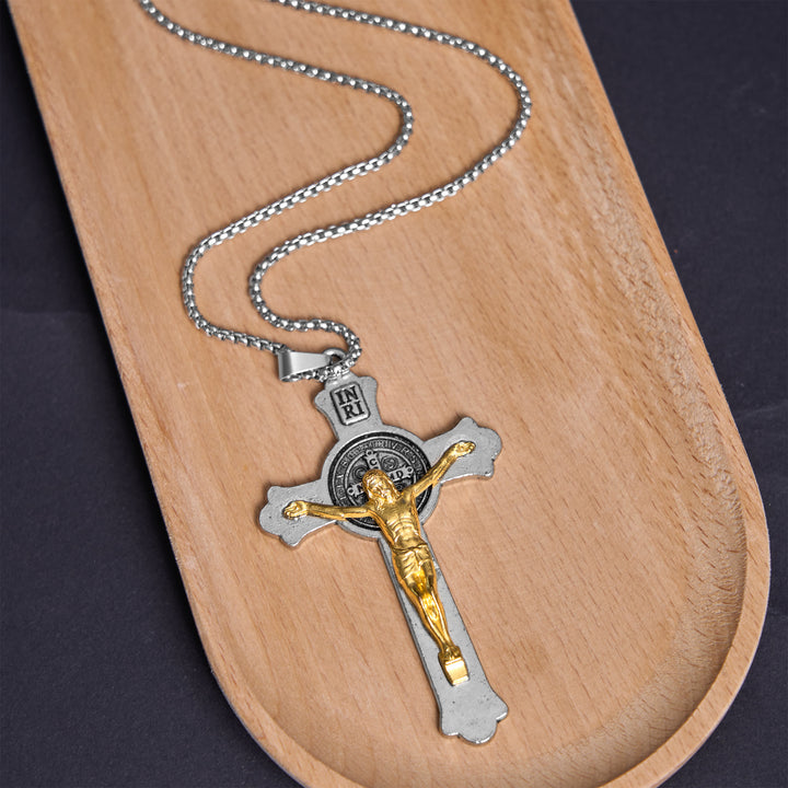 FREE Today: Christianartworkshop Classic Style St. Benedict Icon Jesus Crucifix Alloy Pendant Necklace