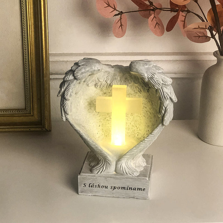 Christianartworkshop Minimalist Style Resin White Angel Wings Lamp Desktop Decorations Ornament