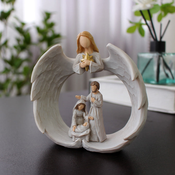 Christianartworkshop Classic Style Resin Nativity Scene Lamp Desktop Decorations Ornament