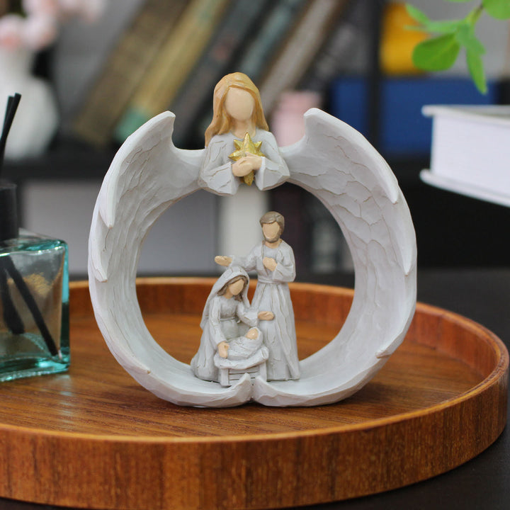 Christianartworkshop Classic Style Resin Nativity Scene Lamp Desktop Decorations Ornament