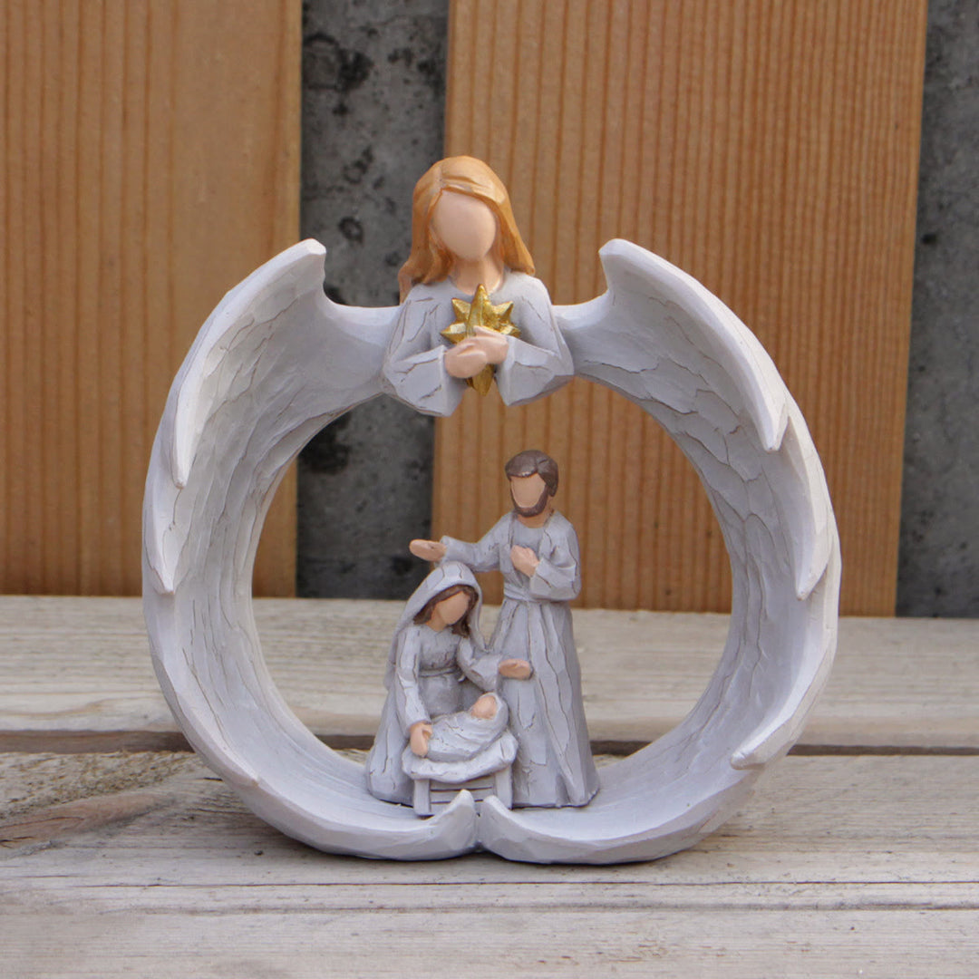 Christianartworkshop Classic Style Resin Nativity Scene Lamp Desktop Decorations Ornament