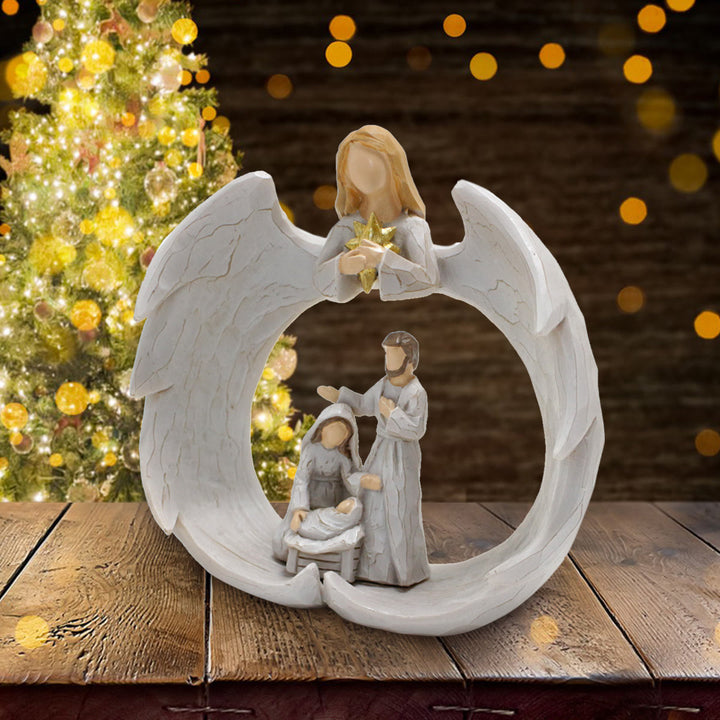 Christianartworkshop Classic Style Resin Nativity Scene Lamp Desktop Decorations Ornament