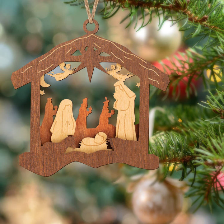 Christianartworkshop Classic Minimalist Style Nativity Scene Pendant Christmas Nativity Hanging Ornaments