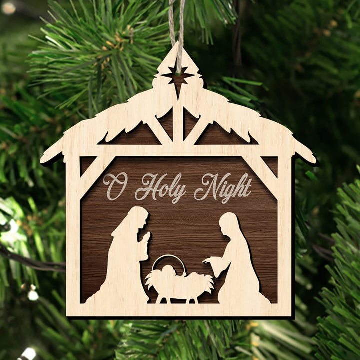 Christianartworkshop Rustic Minimalist Style Nativity Scene Pendant Christmas Nativity Hanging Ornaments