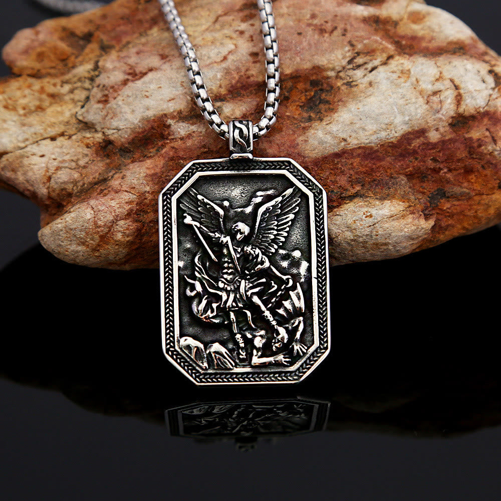 Christianartworkshop Classic Style St. Michael the Archangel Protection Stainless Steel Pendant Necklace - image 3