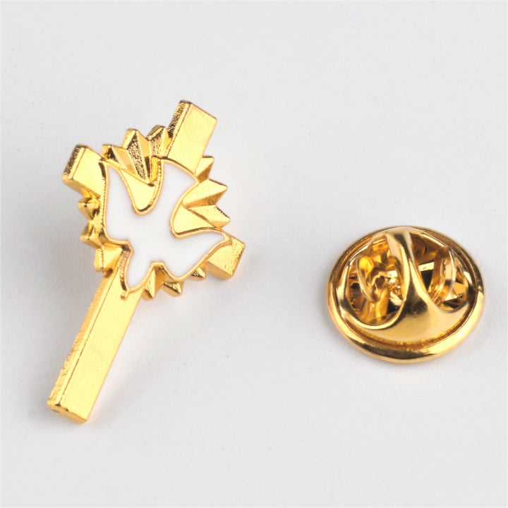 Christianartworkshop 4pcs/set Retro Style Holy Spirit Cross Anti-exposure Pin Fashion Religion Brooch