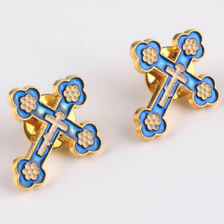 Christianartworkshop 4pcs/set Retro Style Croix de Pomander Cross Badge Anti-exposure Pin Religion Brooch