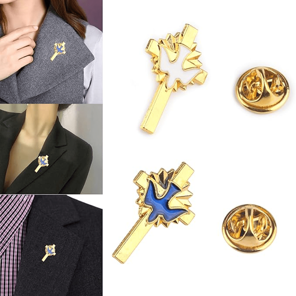 Christianartworkshop 4pcs/set Retro Style Holy Spirit Cross Anti-exposure Pin Fashion Religion Brooch