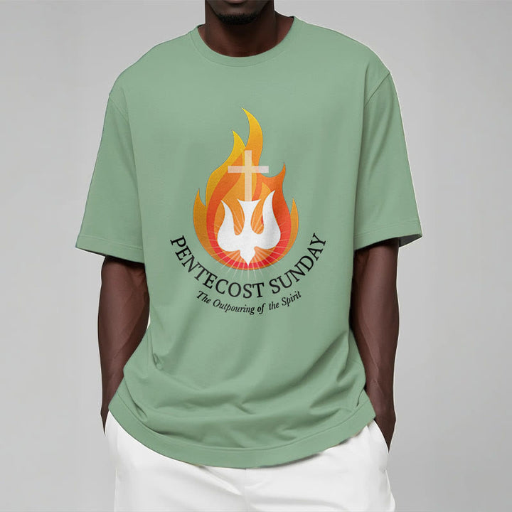 Christianartworkshop Classic Style Pentecost Sunday Outpouring of the Spirit Short Sleeve Washed T-shirt - image 10