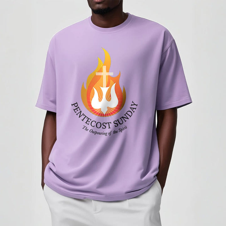 Christianartworkshop Classic Style Pentecost Sunday Outpouring of the Spirit Short Sleeve Washed T-shirt - image 14