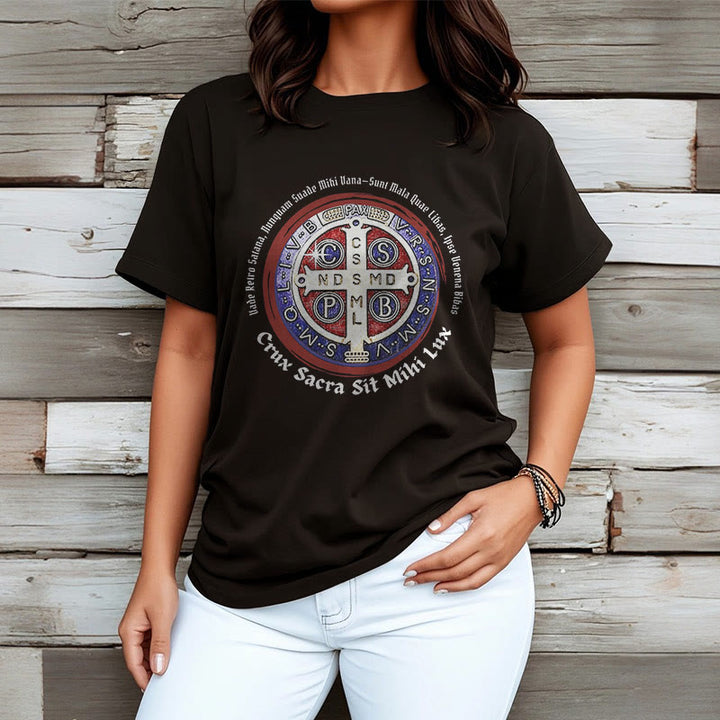 Christianartworkshop Classic Style Saint Benedict Medal Short Sleeve T-shirt - image 2