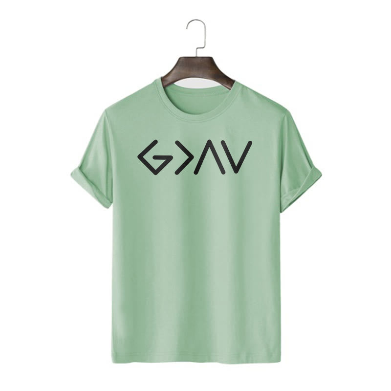 Christianartworkshop Minimalist Style Faith-Inspired God Is Greater Short Sleeve T-shirt - Light Green - 2XL - image 11