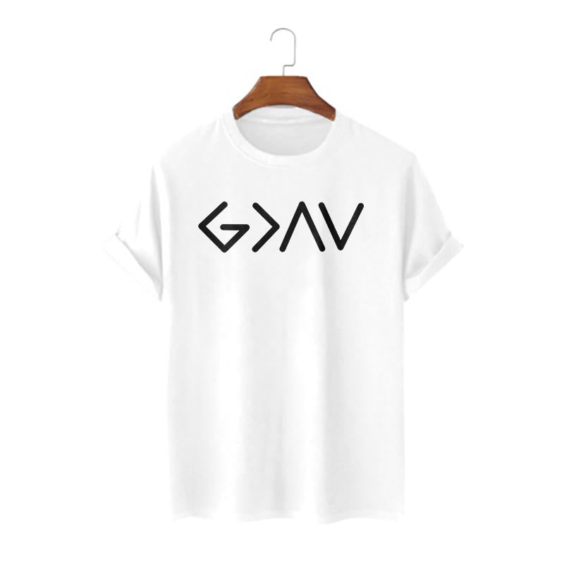 Christianartworkshop Minimalist Style Faith-Inspired God Is Greater Short Sleeve T-shirt - White - 2XL - image 5