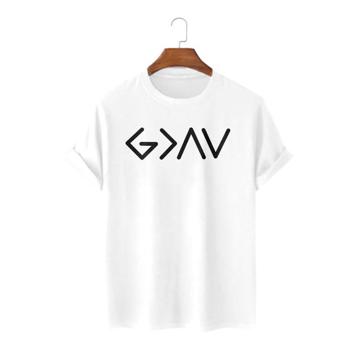 Christianartworkshop Minimalist Style Faith-Inspired God Is Greater Short Sleeve T-shirt - White - 2XL - image 5