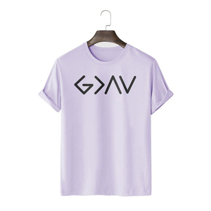Christianartworkshop Minimalist Style Faith-Inspired God Is Greater Short Sleeve T-shirt - Purple - 2XL - image 16