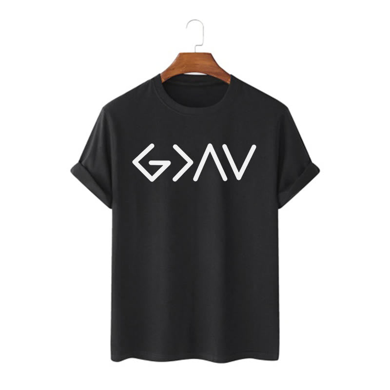 Christianartworkshop Minimalist Style Faith-Inspired God Is Greater Short Sleeve T-shirt - Black - 2XL - image 0