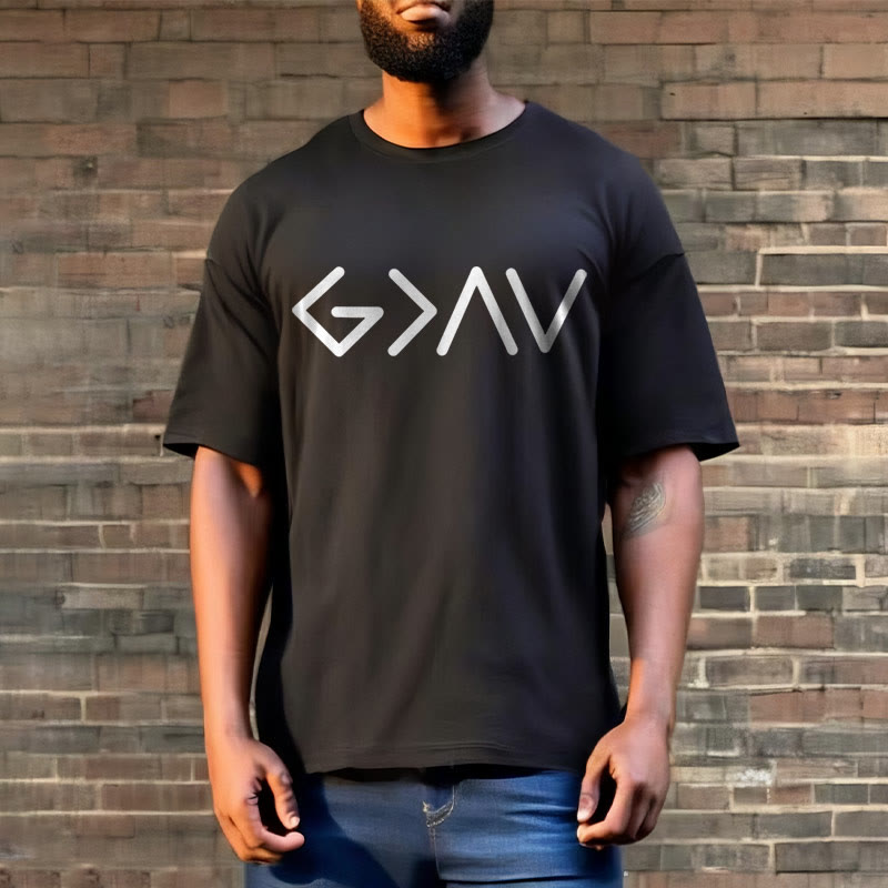 Christianartworkshop Minimalist Style Faith-Inspired God Is Greater Short Sleeve T-shirt - image 2
