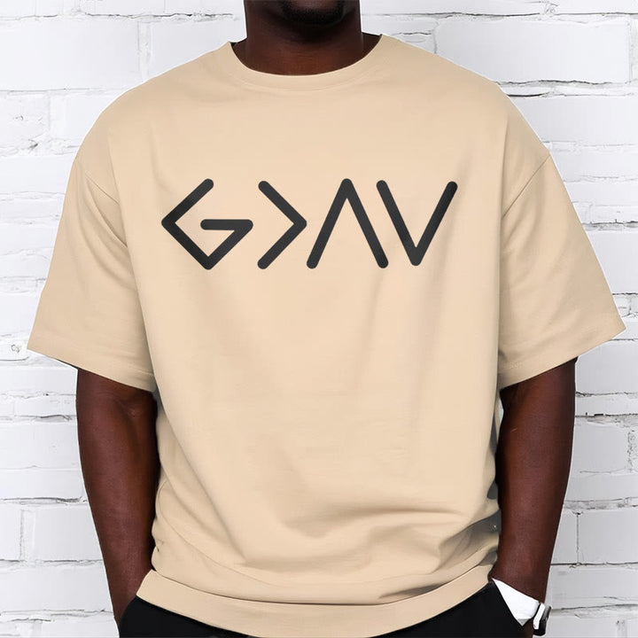 Christianartworkshop Minimalist Style Faith-Inspired God Is Greater Short Sleeve Washed T-shirt