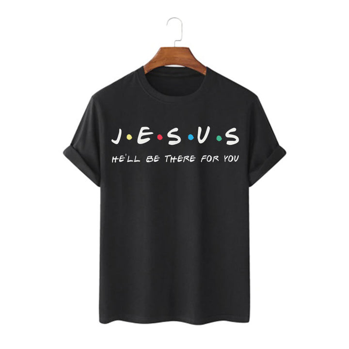 Christianartworkshop Modern Style Jesus He'll Be There For You Short Sleeve Washed T-shirt