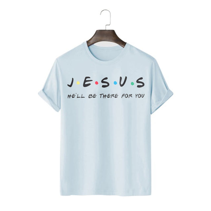 Christianartworkshop Modern Style Jesus He'll Be There For You Short Sleeve Washed T-shirt