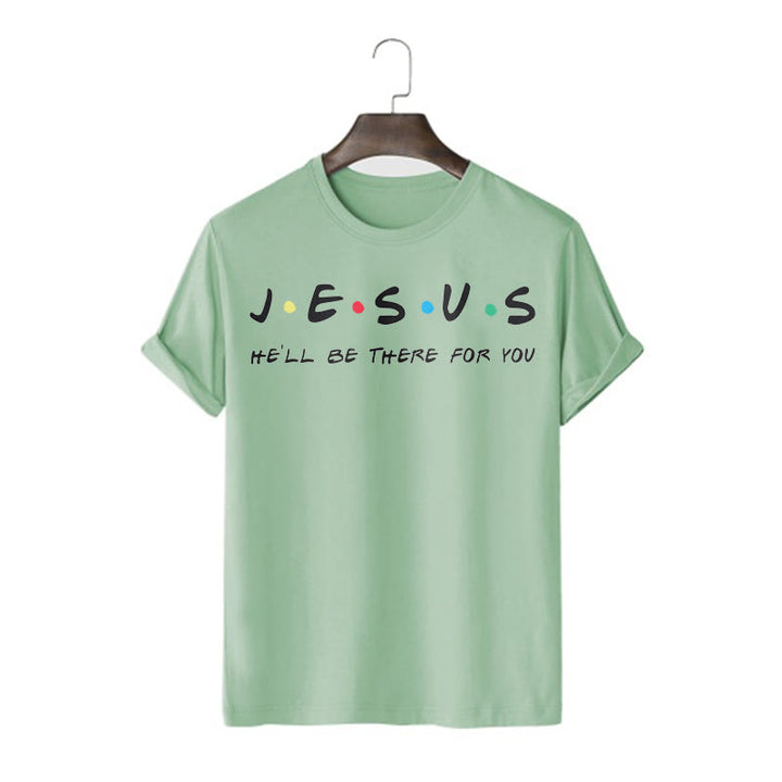 Christianartworkshop Modern Style Jesus He'll Be There For You Short Sleeve Washed T-shirt