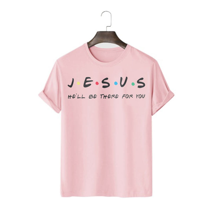 Christianartworkshop Modern Style Jesus He'll Be There For You Short Sleeve Washed T-shirt